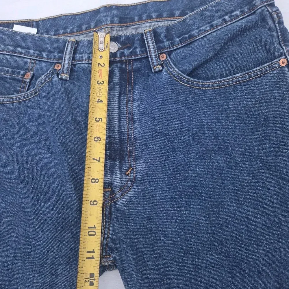Levis 505 Blue Jeans Mens 35x30 Medium Wash Straight 100% Cotton Denim